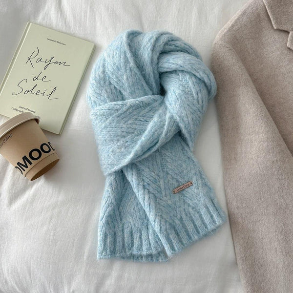 Imagination Hunt Wool Cable Knit Scarf additional product photo