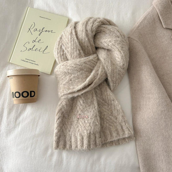 Imagination Hunt Wool Cable Knit Scarf additional product photo