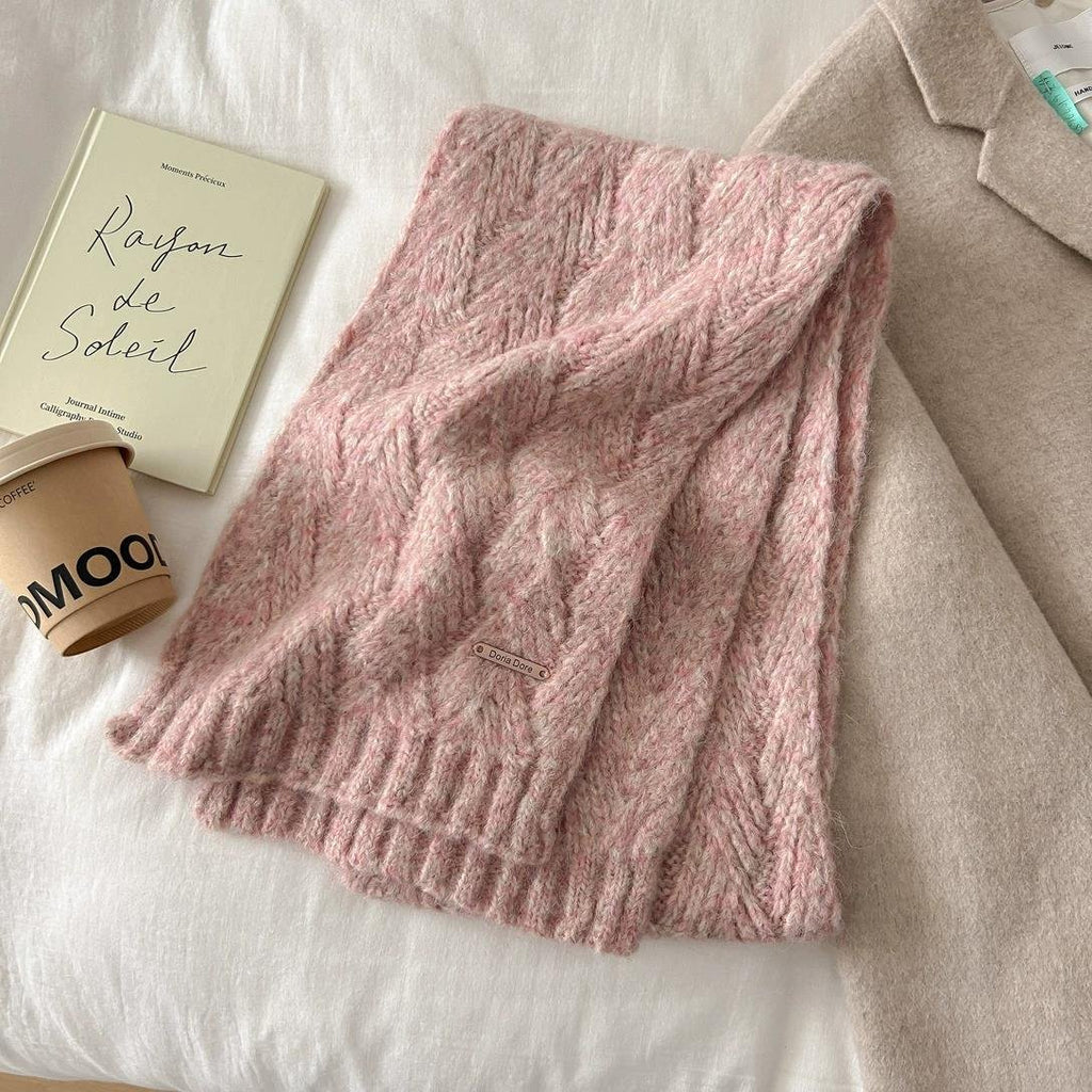 Imagination Hunt Wool Cable Knit Scarf additional product photo