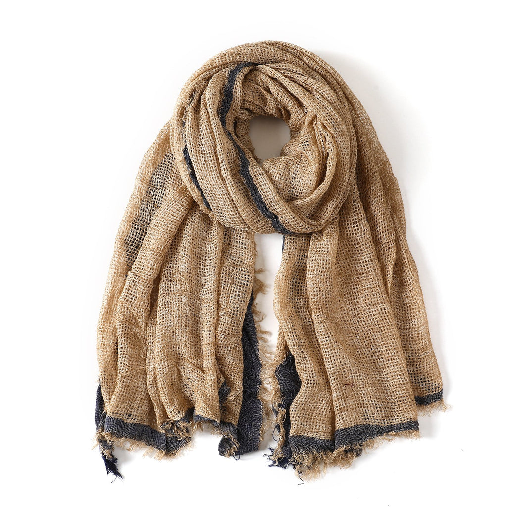 Imagination Hunt Cotton and Linen Fringed Scarf additional product photo