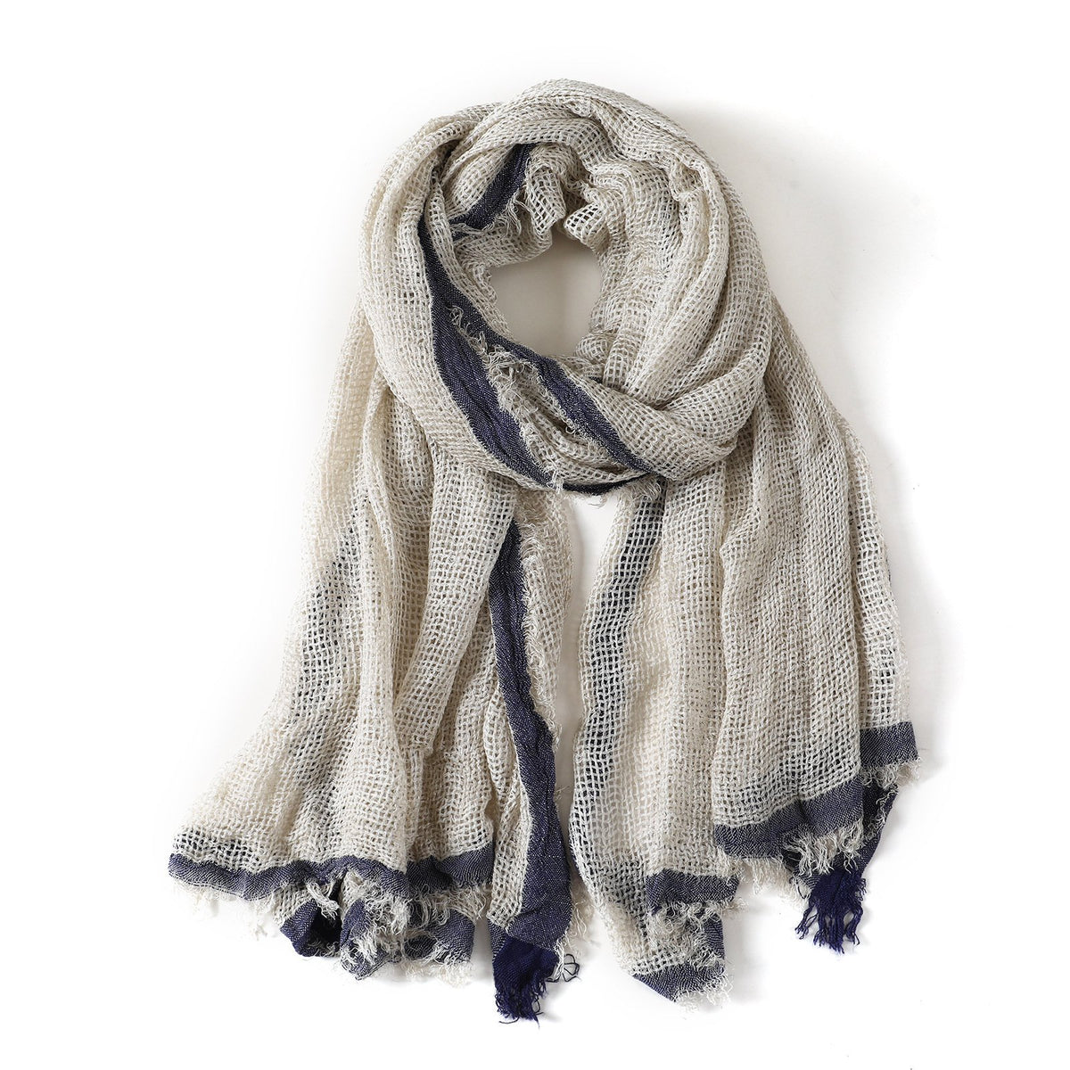 Imagination Hunt Cotton and Linen Fringed Scarf additional product photo