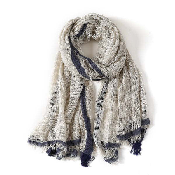 Imagination Hunt Cotton and Linen Fringed Scarf additional product photo