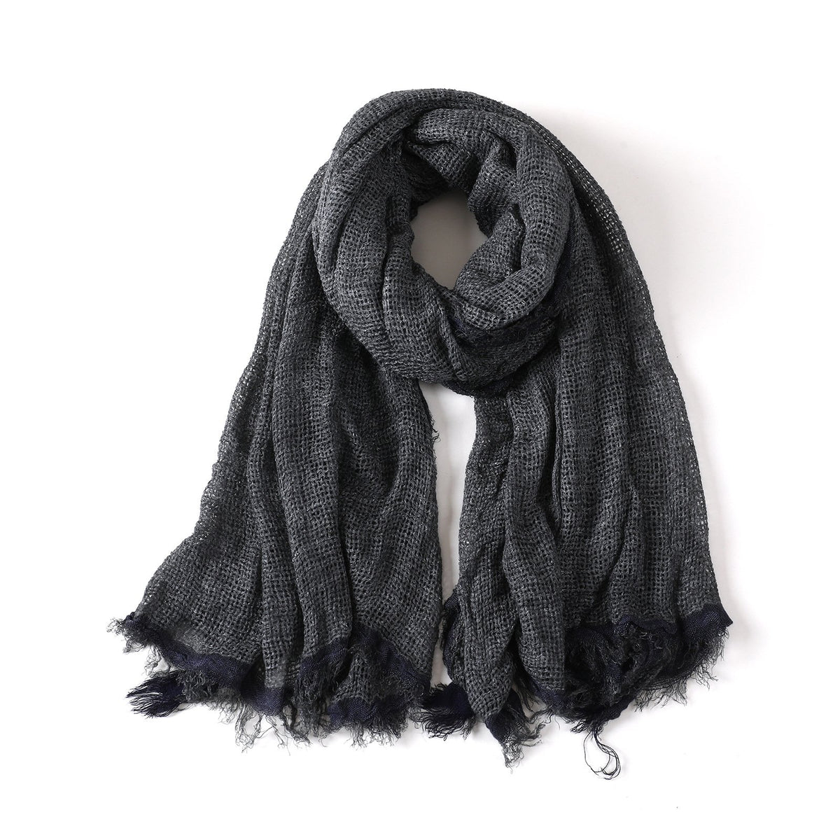 Imagination Hunt Cotton and Linen Fringed Scarf additional product photo