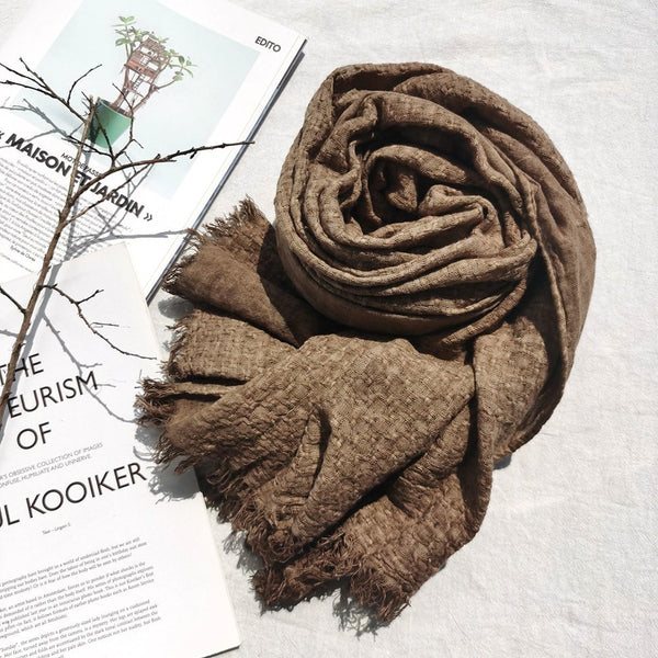Imagination Hunt Cotton and Linen Textured Scarf additional product photo