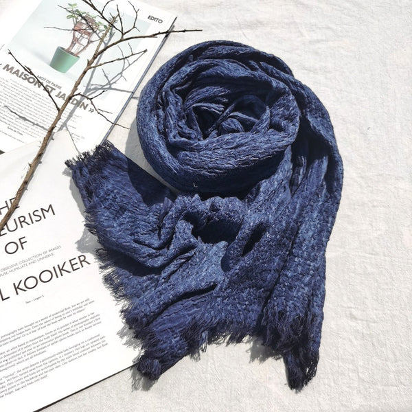 Imagination Hunt Cotton and Linen Textured Scarf additional product photo