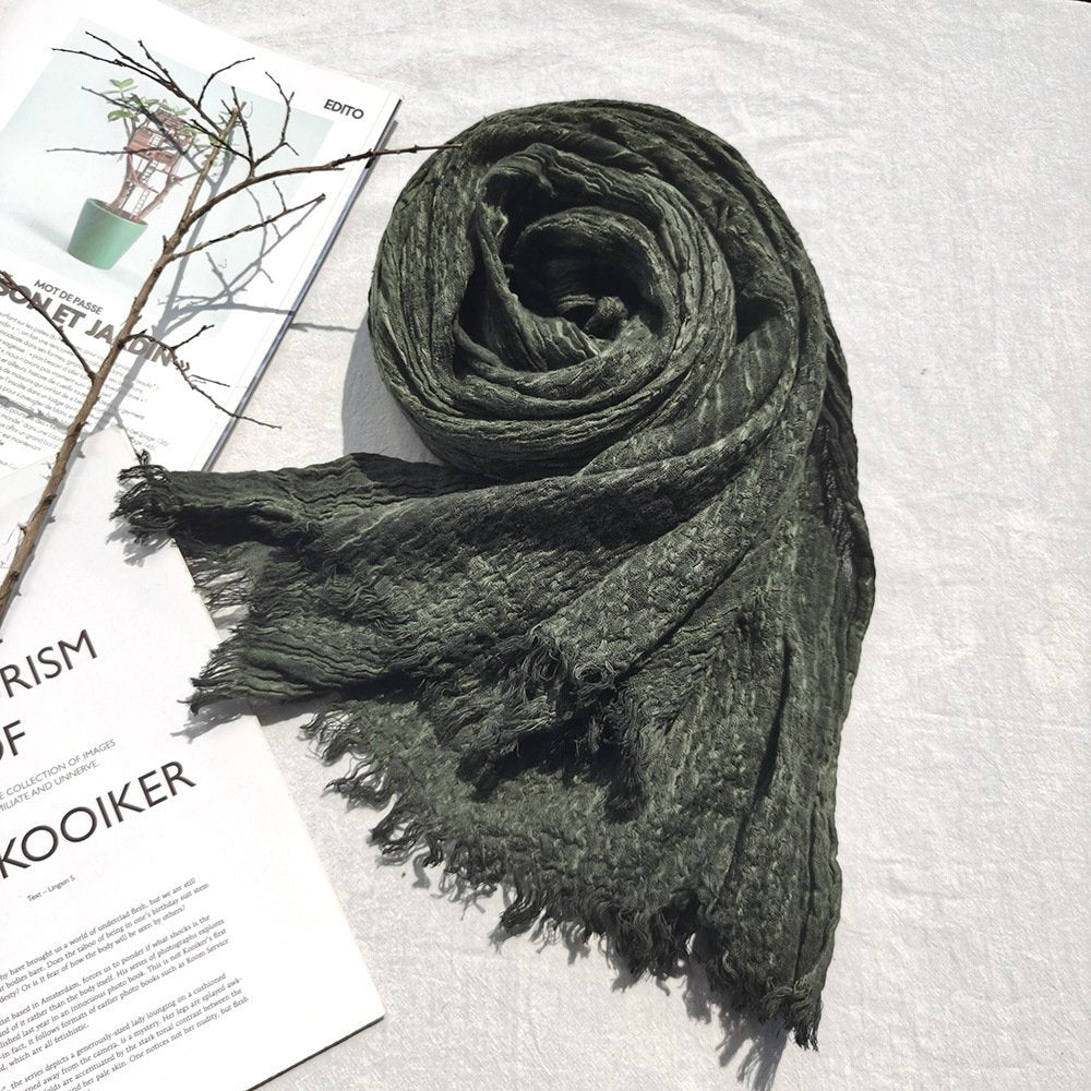 Imagination Hunt Cotton and Linen Textured Scarf additional product photo