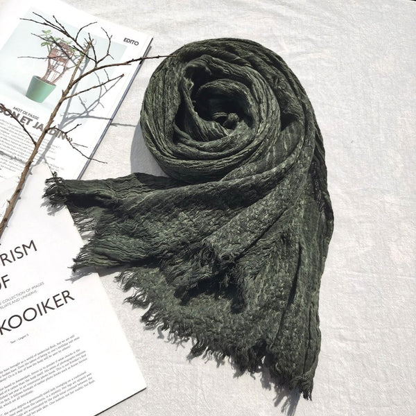 Imagination Hunt Cotton and Linen Textured Scarf additional product photo
