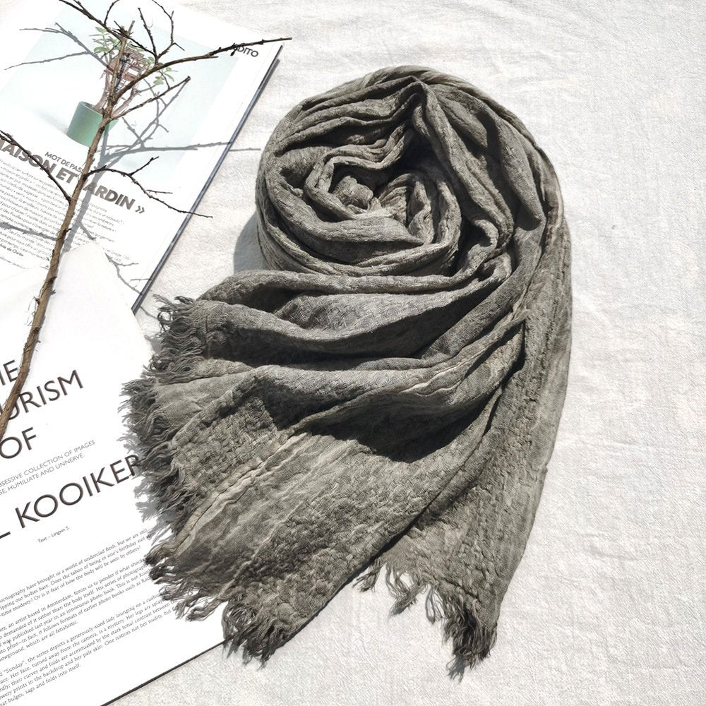 Imagination Hunt Cotton and Linen Textured Scarf additional product photo