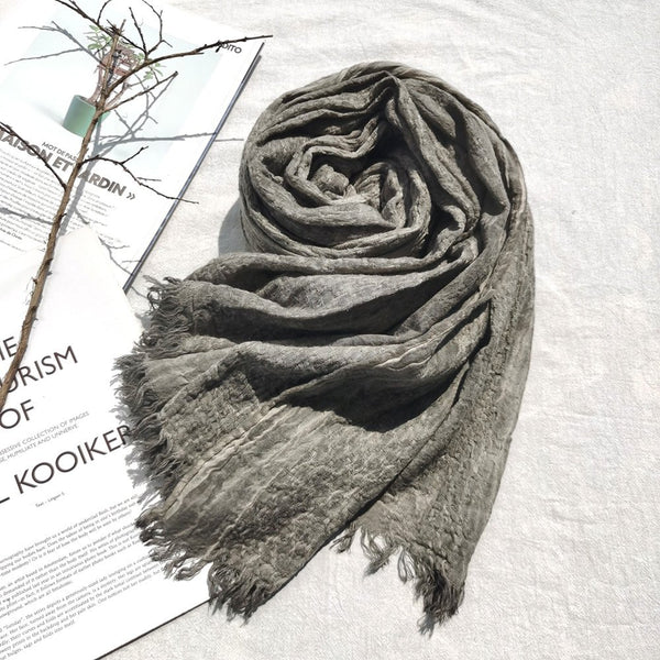 Imagination Hunt Cotton and Linen Textured Scarf additional product photo