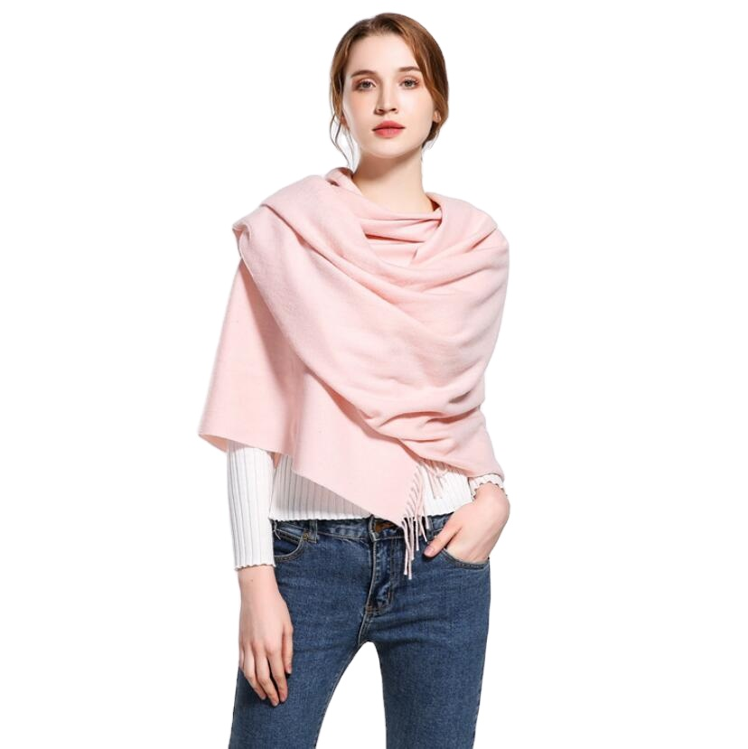Imagination Hunt Cashmere Wool and Viscose Fringed Wrap additional product photo