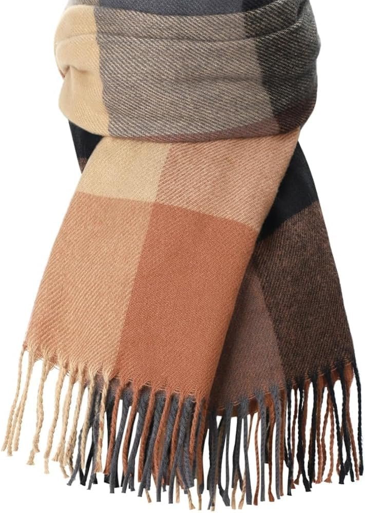 Imagination Hunt Acrylic Check Fringe Scarf additional product photo