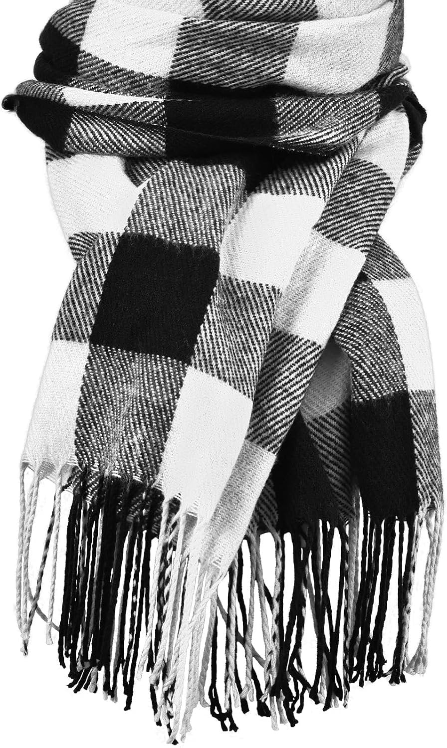 Imagination Hunt Acrylic Check Fringe Scarf studio product photo