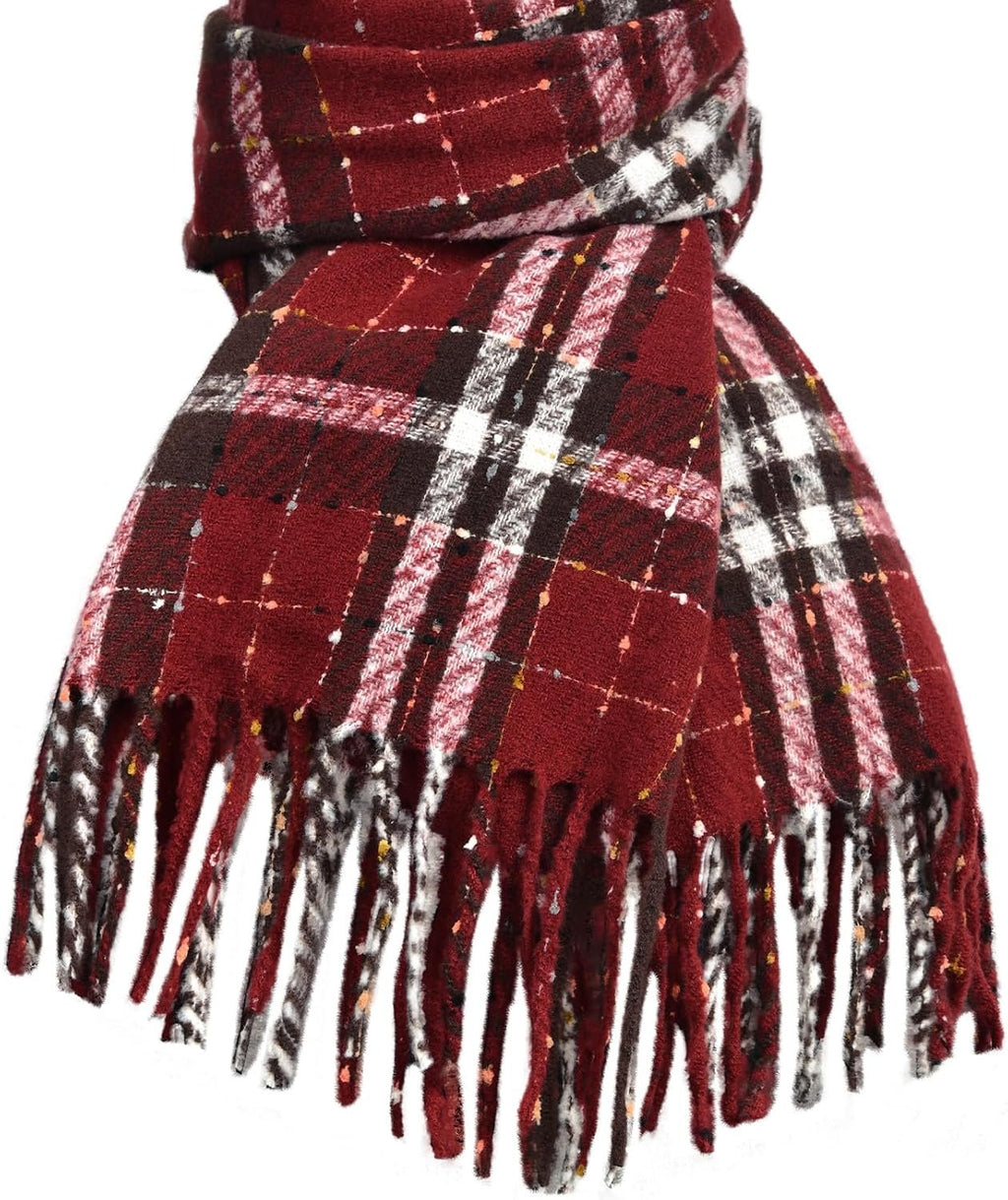 Imagination Hunt Speckled Plaid Fringe Scarf additional product photo