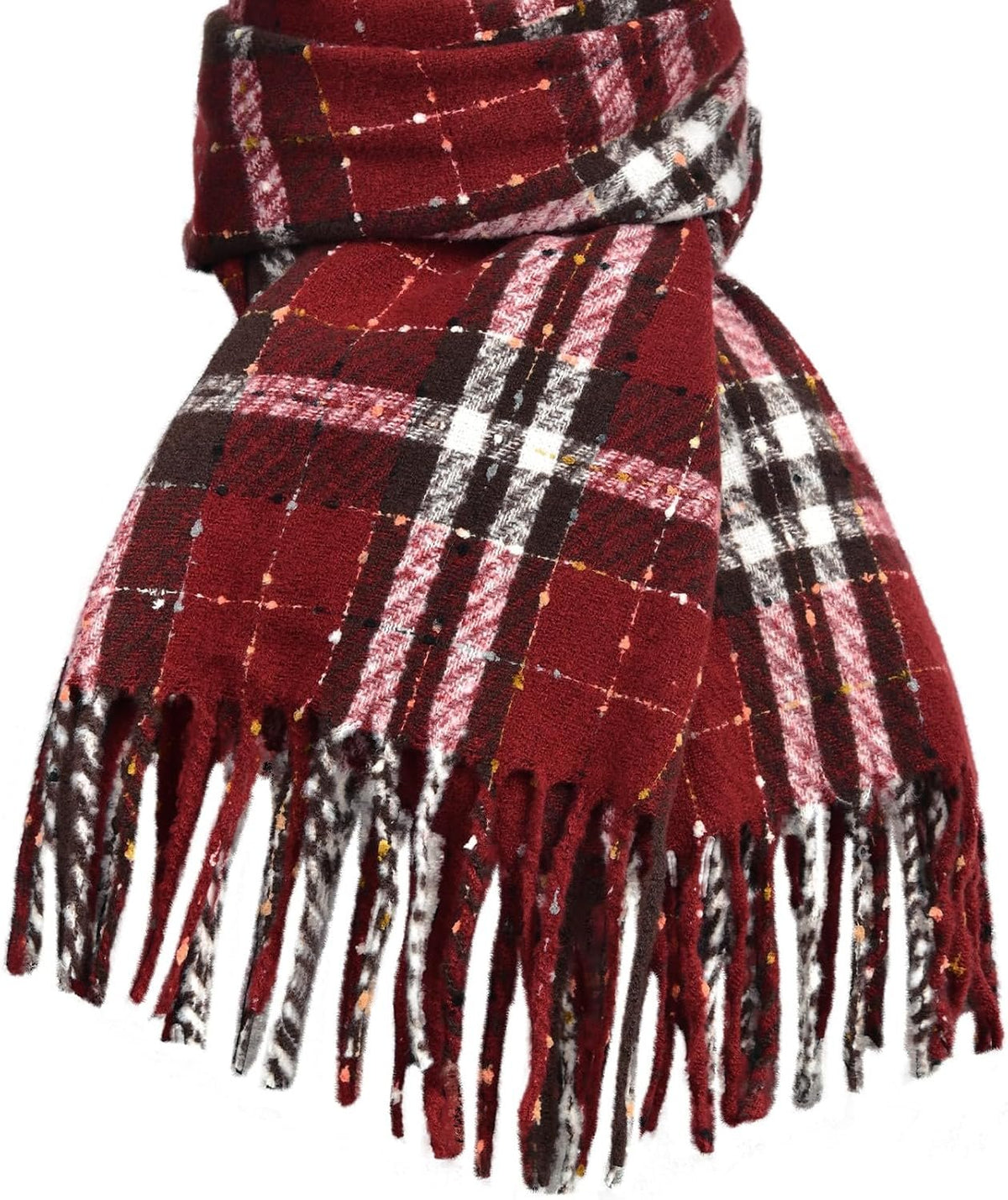 Imagination Hunt Speckled Plaid Fringe Scarf additional product photo