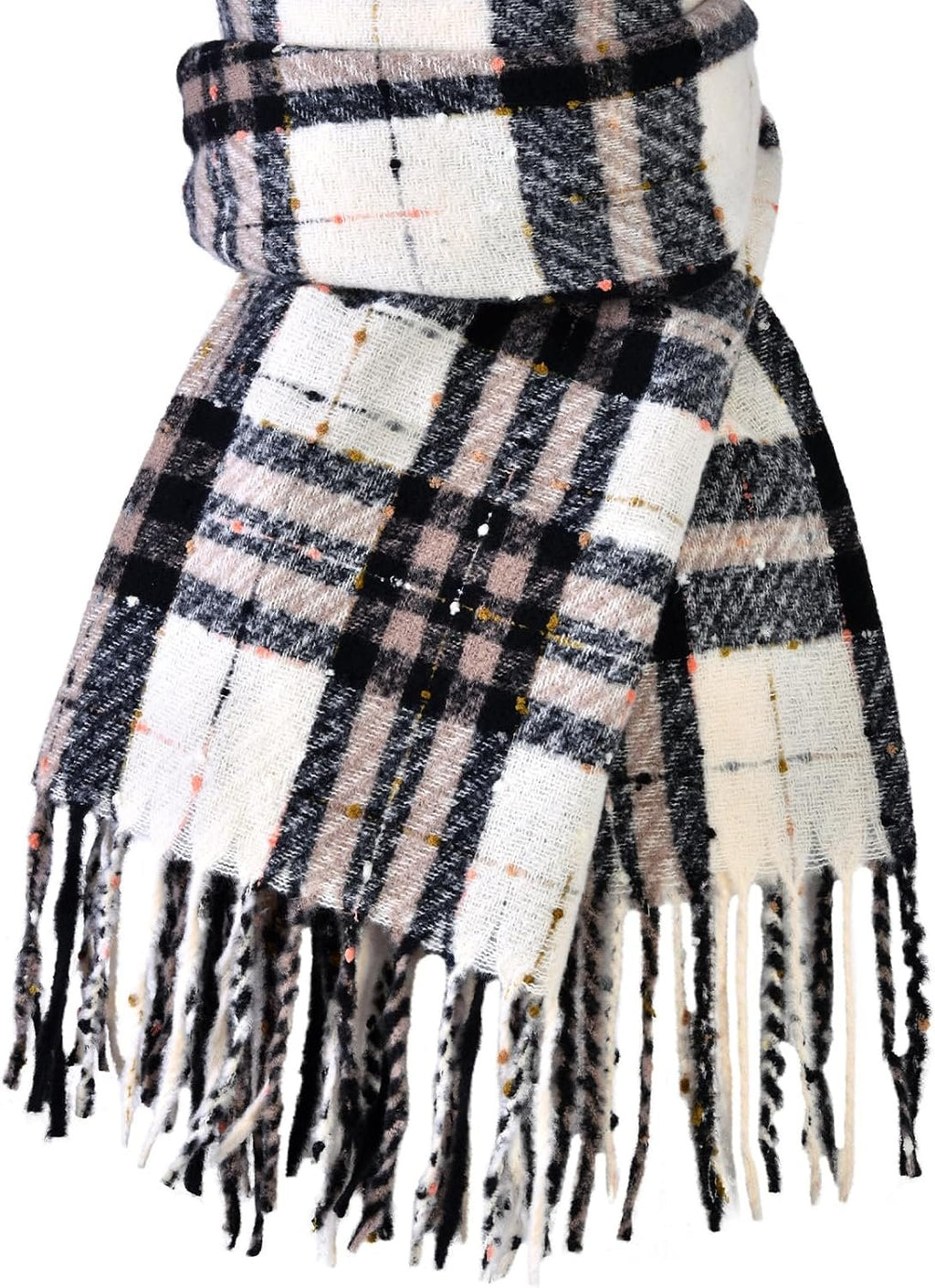 Imagination Hunt Speckled Plaid Fringe Scarf additional product photo