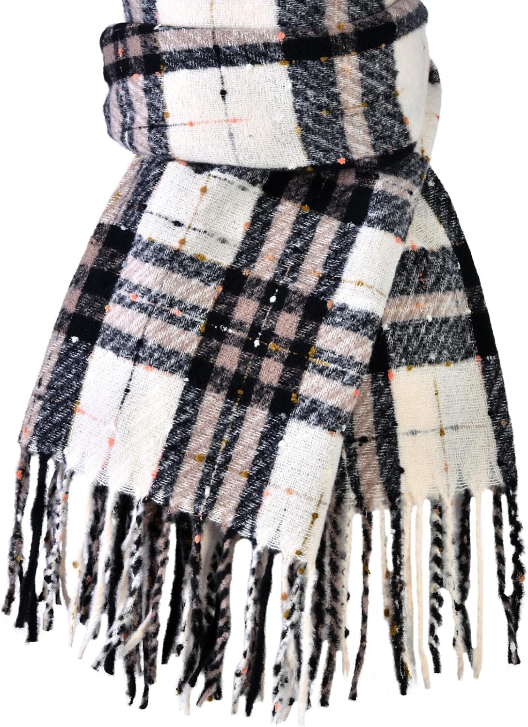 Imagination Hunt Speckled Plaid Fringe Scarf additional product photo