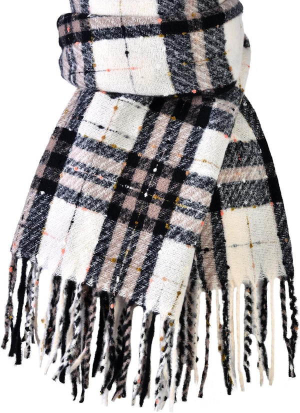 Imagination Hunt Speckled Plaid Fringe Scarf additional product photo