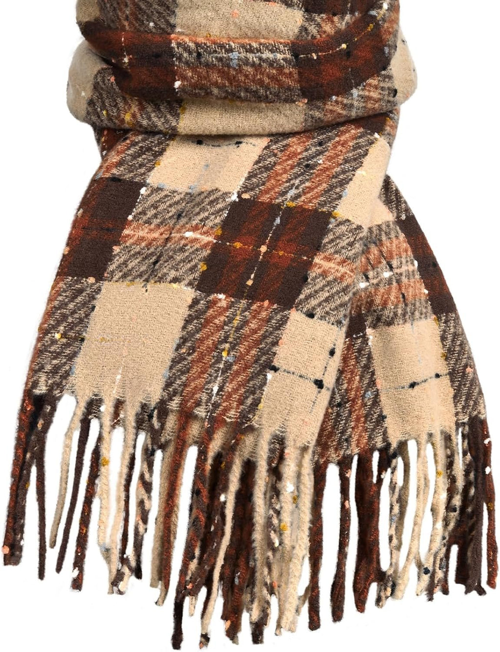 Imagination Hunt Speckled Plaid Fringe Scarf additional product photo