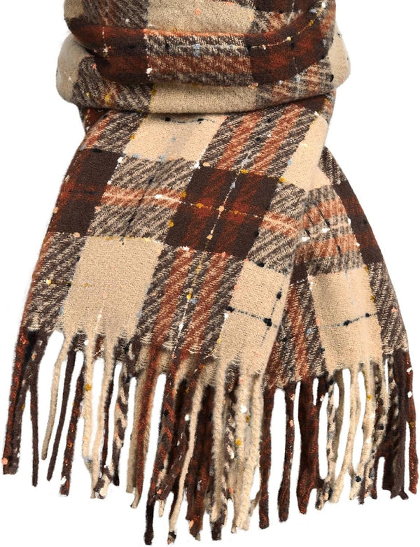 Imagination Hunt Speckled Plaid Fringe Scarf additional product photo