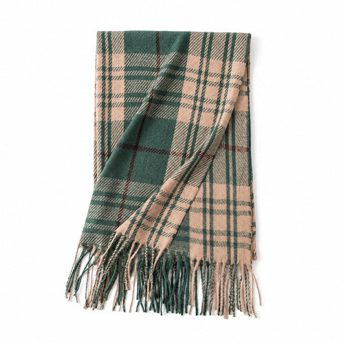 Imagination Hunt Acrylic Plaid Fringe Scarf studio product photo