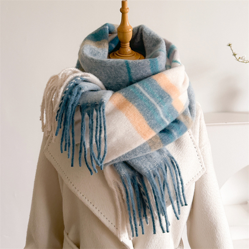 Imagination Hunt Polyester Color Block Fringe Scarf additional product photo
