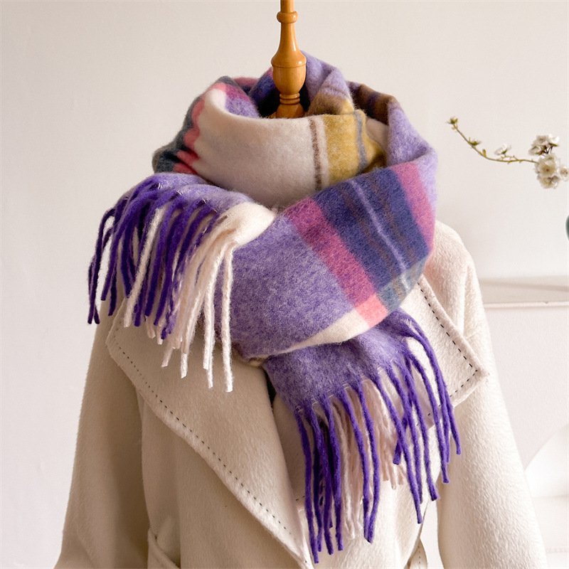 Imagination Hunt Polyester Color Block Fringe Scarf additional product photo