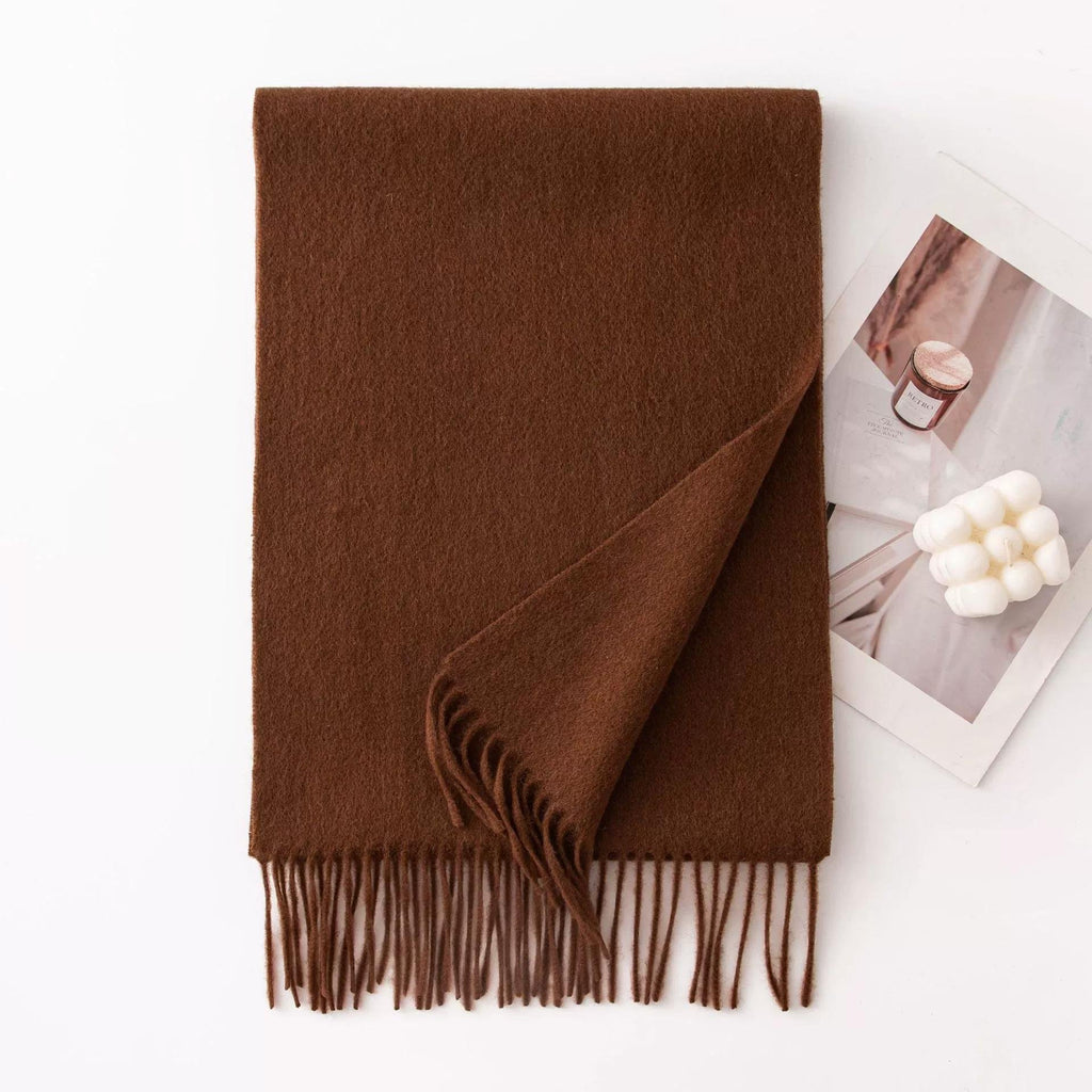 Imagination Hunt Pure Wool Plain Fringe Scarf additional product photo
