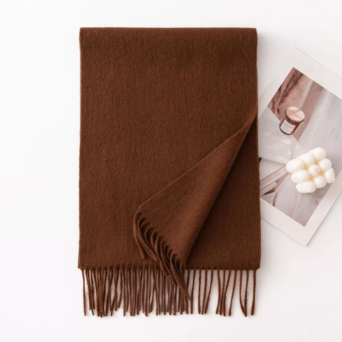 Imagination Hunt Pure Wool Plain Fringe Scarf additional product photo