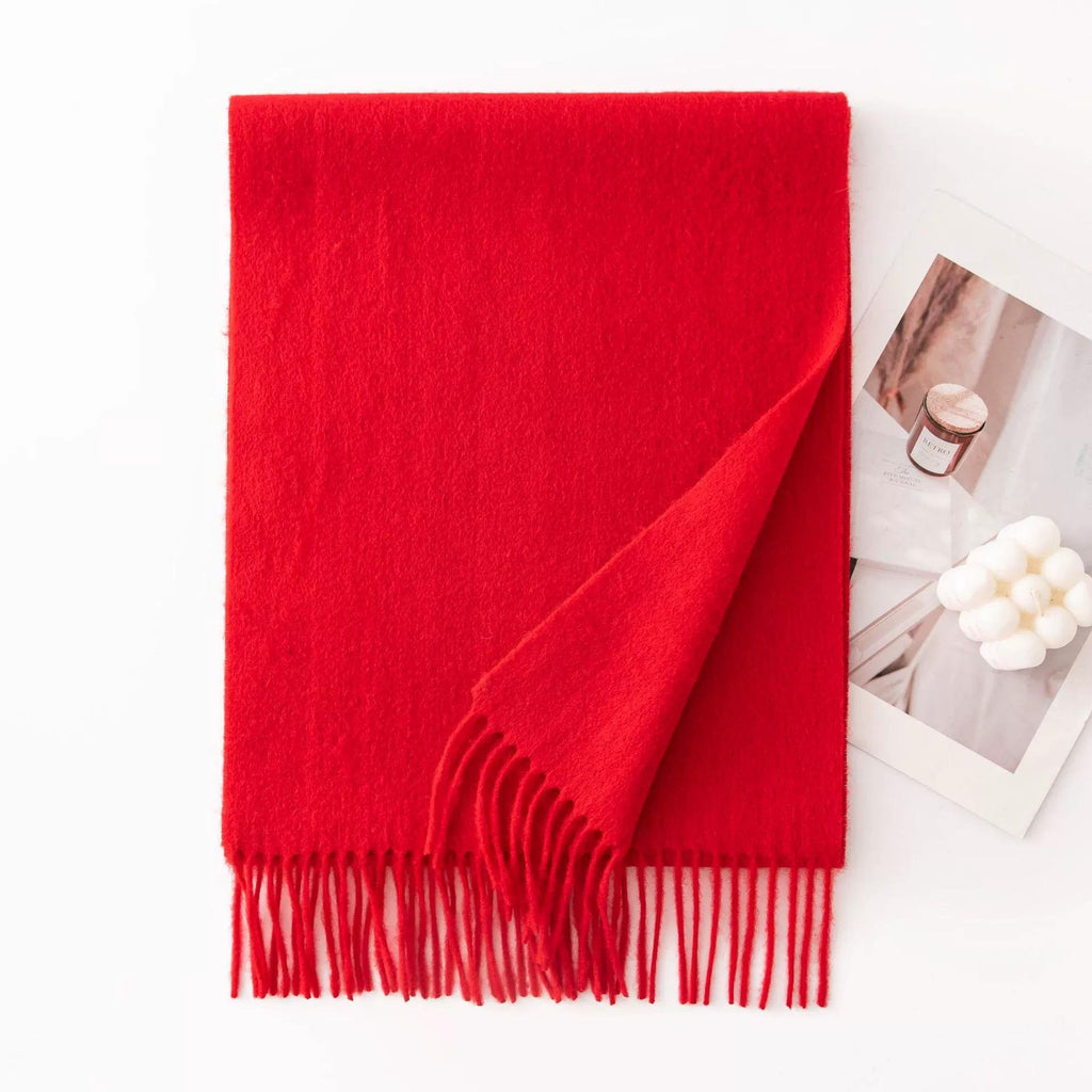 Imagination Hunt Pure Wool Plain Fringe Scarf additional product photo