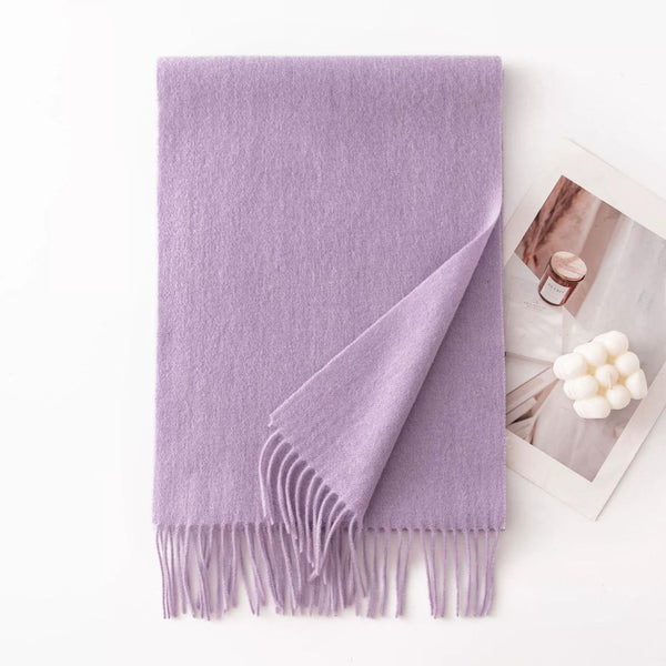 Imagination Hunt Pure Wool Plain Fringe Scarf additional product photo