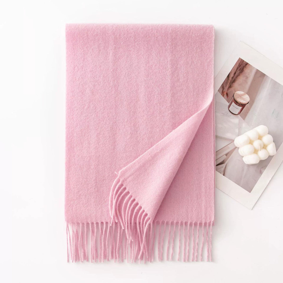 Imagination Hunt Pure Wool Plain Fringe Scarf additional product photo