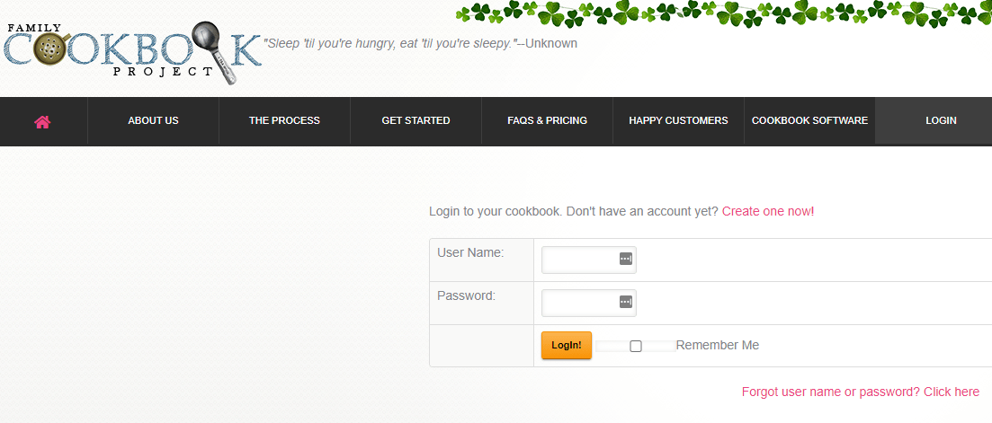 Familycookbookproject Login Access Family Cookbook Software