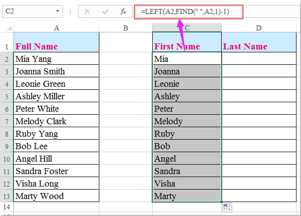 Separate First and Last Name In Excel