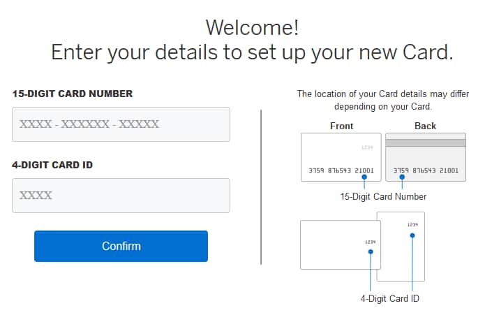 Confirm American Express Credit Card