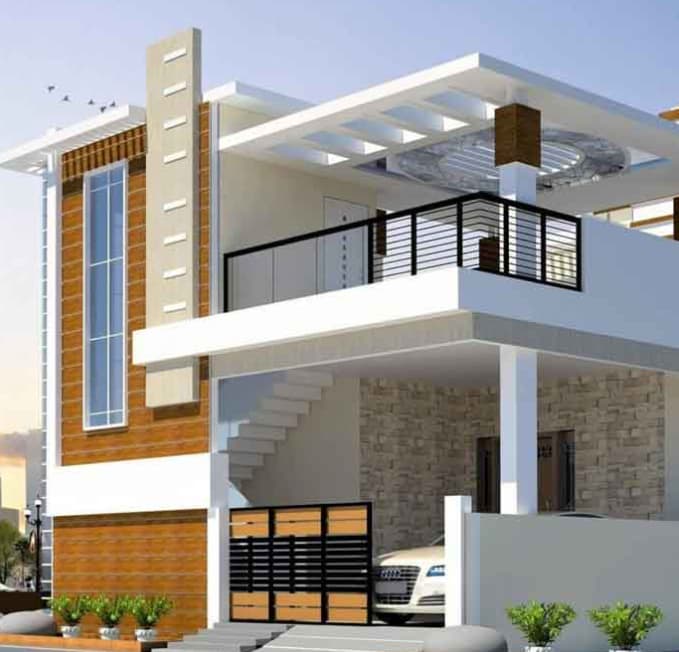 Double Story Residential Building Front Elevation