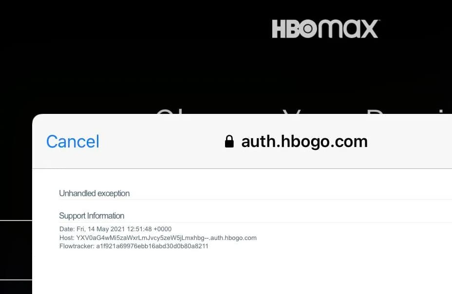 Unhandled Exception HBO Max