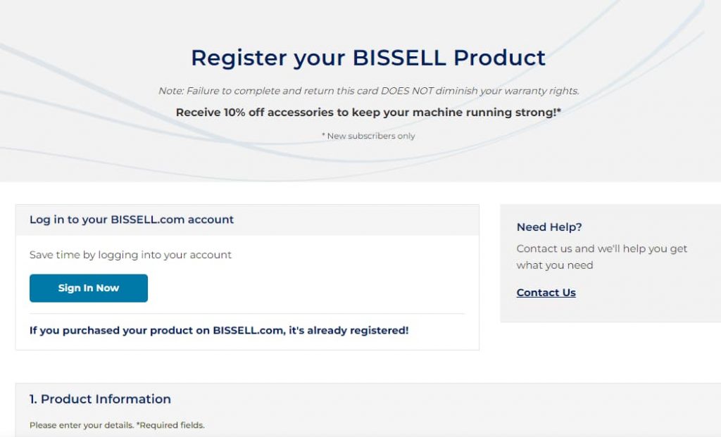 Register Bissell Product
